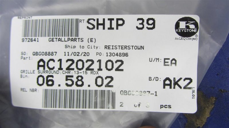 Накладка (молдинг) решетки радиатора ACURA RDX 12-19