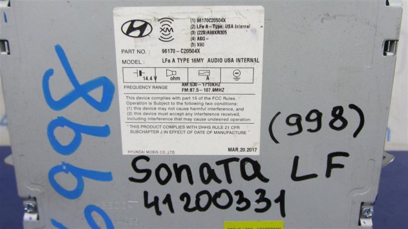 Магнитола SONATA LF 2014- 2017 Седан 2.4 Магнитола SONATA LF 2014- 2017 Седан 2.4