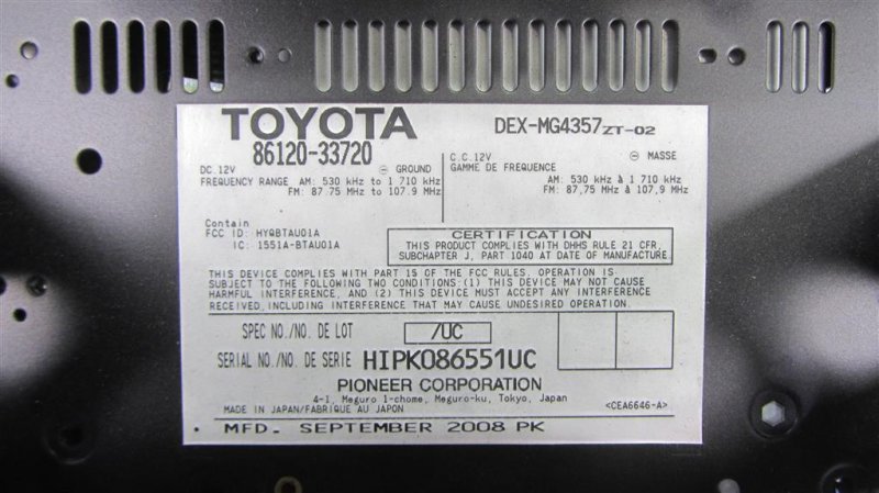 Магнитола ES350 06-12 2009 Седан 3.5