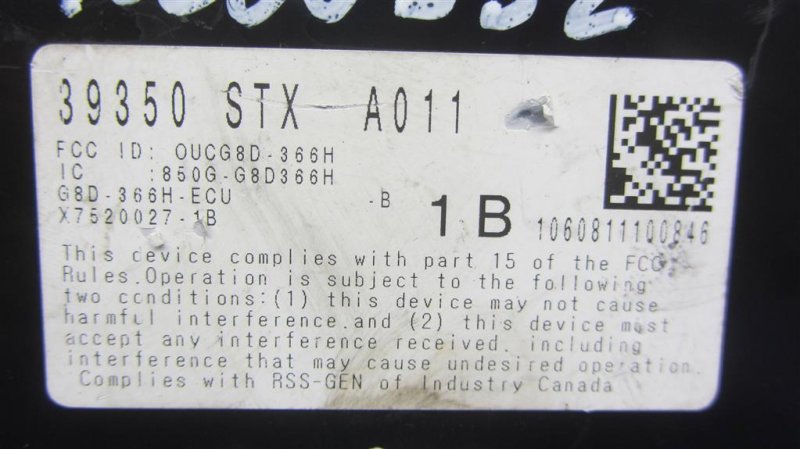 Блок управления дав.в шинах ACURA MDX (YD2) 06-13 YD2