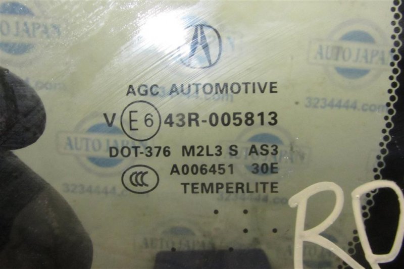 Стекло двери глухое заднее левое RDX 12-19 2016 Внедорожник 3.5