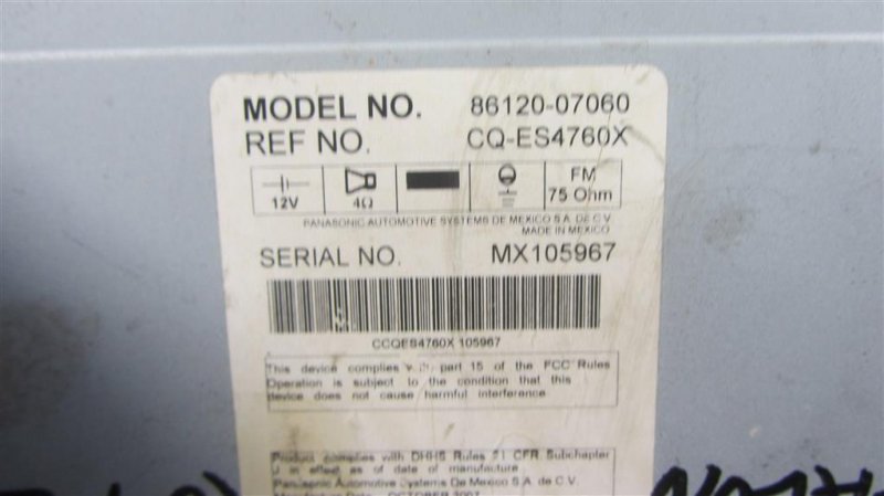 Магнитола AVALON 05-12 2007 GSX30 3.5 2GR-FE Магнитола AVALON 05-12 2007 GSX30 3.5 2GR-FE