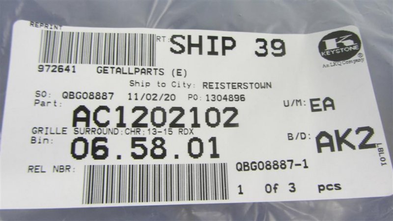 Накладка (молдинг) решетки радиатора ACURA RDX 12-19