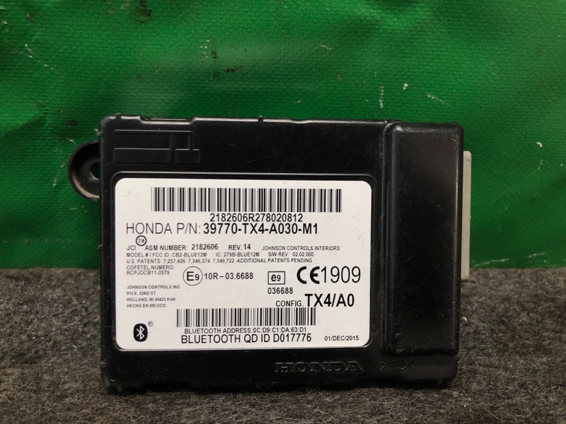Блок управления блютуз ACURA RDX 12-19 Внедорожник 39770-TX4-A03 Б/У