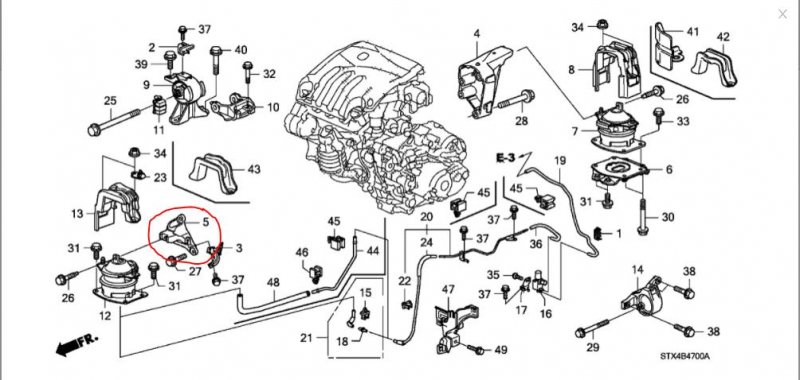 Кронштейн двигателя передний MDX (YD2) 06-13 YD2