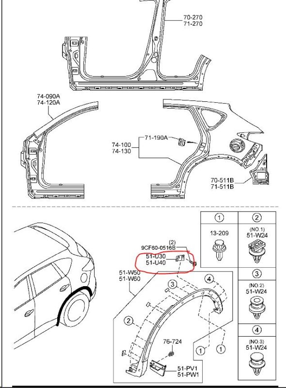 Кронштейн крыла задний левый CX-5 (KE) 11-17 2014 Внедорожник 2.5
