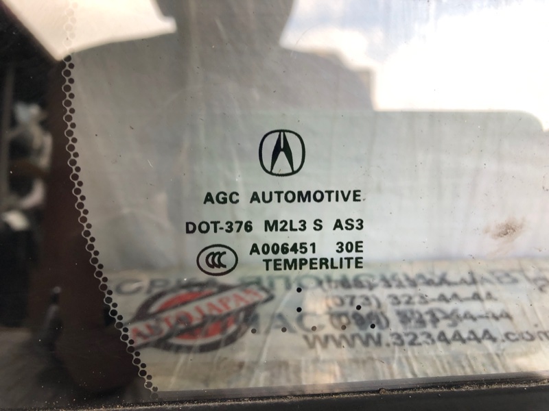 Стекло двери глухое заднее правое RDX 12-19 2015 Внедорожник 3.5