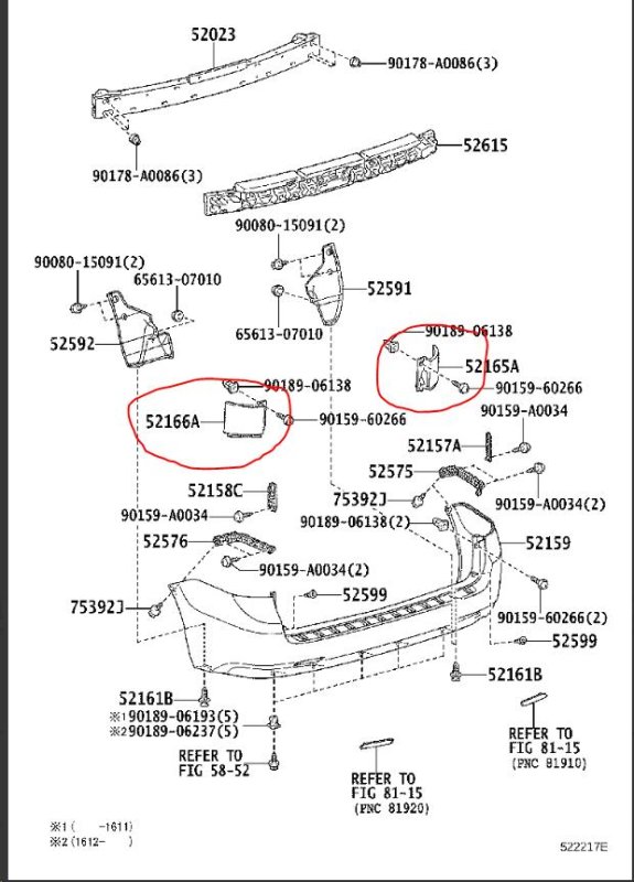 Накладка кузова задняя левая SIENNA 11-16 2015 Минивэн 3.5 2GR-FE