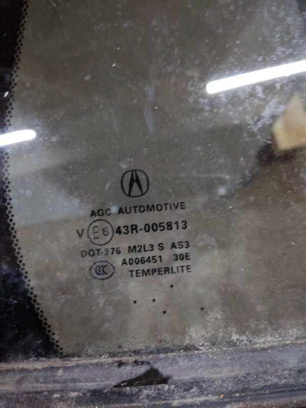 Стекло двери глухое заднее правое RDX 12-19 2014 Внедорожник 3.5