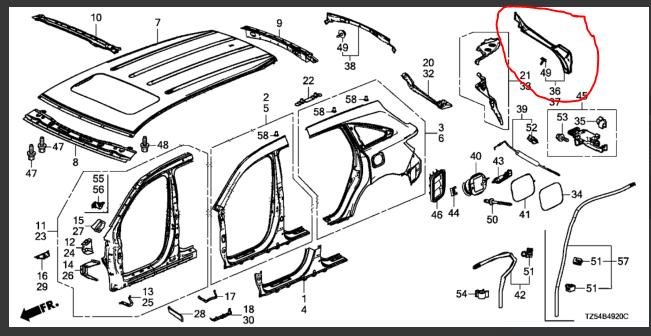 Накладка проема багажника задняя левая MDX (YD3) 13-21 2014 Внедорожник 3.5 J35Y5 Накладка проема багажника задняя левая MDX (YD3) 13-21 2014 Внедорожник 3.5 J35Y5