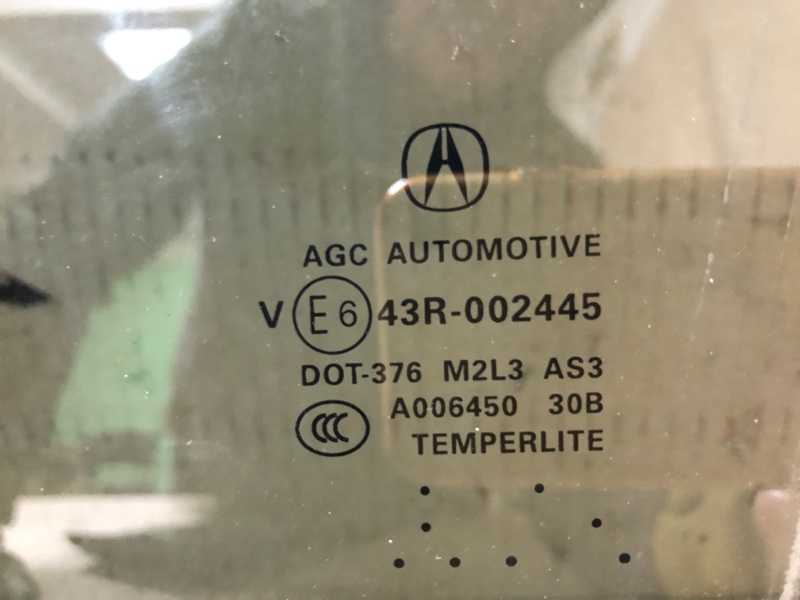 Стекло двери заднее левое RDX 12-19 2016 Внедорожник 3.5