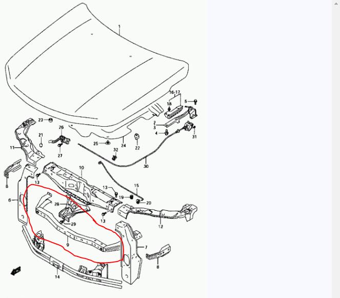 Панель передняя верхняя GRAND VITARA 05-15 2006 Внедорожник 2.7