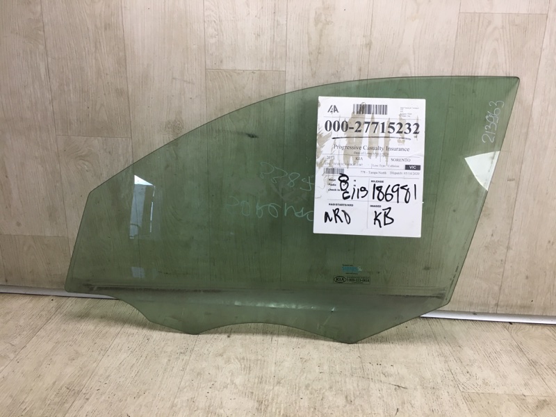Стекло двери переднее левое KIA SORENTO XM 09-14 2009 XM 2.4 G4KE 82411-2P010 Б/У