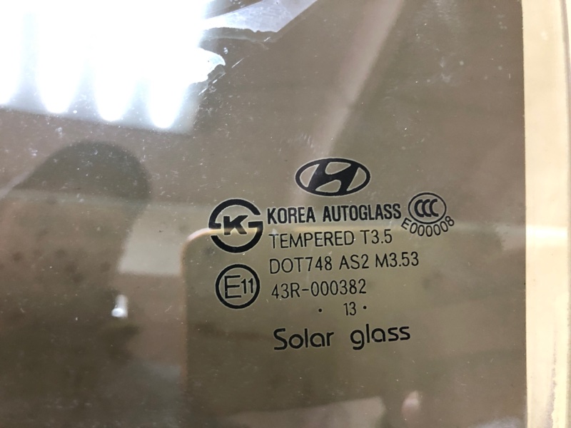 Стекло двери заднее левое SONATA YF 10-14 2013 YF 2.4 G4KK