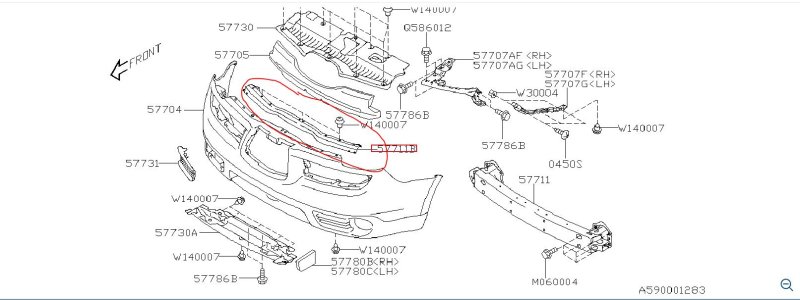 Кронштейн переднего бампера TRIBECA B10 07-13