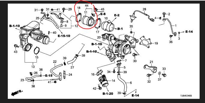 Патрубок интеркулера ACURA RDX 19- Внедорожник 2.0