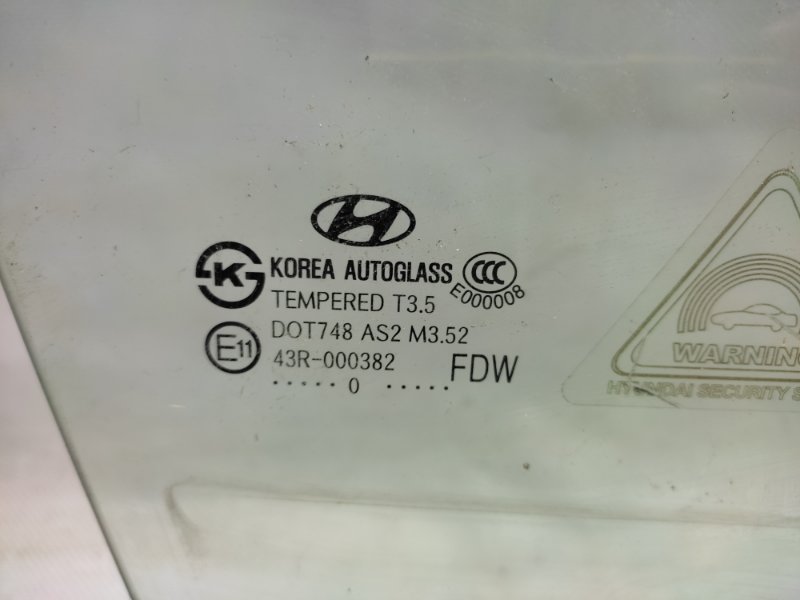 Стекло двери переднее правое ELANTRA HD 06-11 2010 Универсал 2.0 G4GC