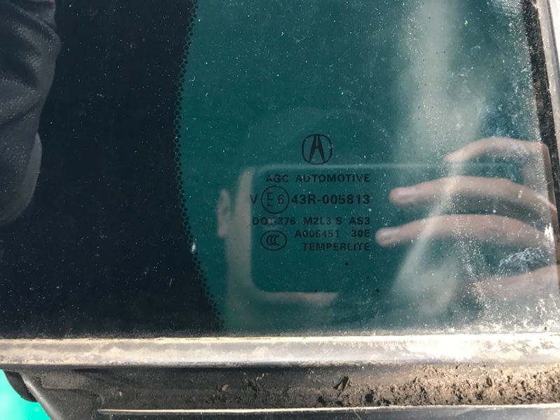 Стекло двери глухое заднее правое RDX 12-19 2015 Внедорожник 3.5