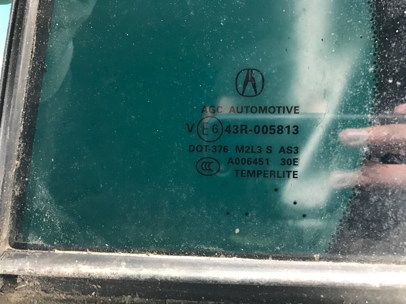 Стекло двери глухое заднее левое RDX 12-19 2015 Внедорожник 3.5