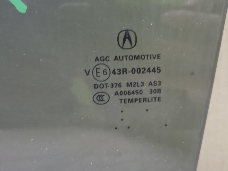 Стекло двери заднее левое RDX 12-19 2015 Внедорожник 3.5L 6