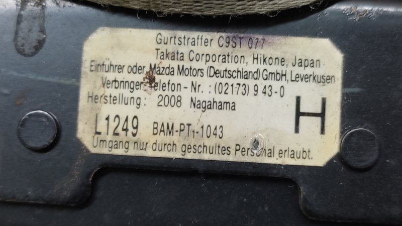 Ремень безопасности левый CX-7 06-12 2008 2.3 L3