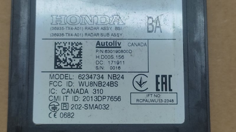 Датчик слепых зон задний левый RDX 12-19 2017 TB4 3.5 J35Z2