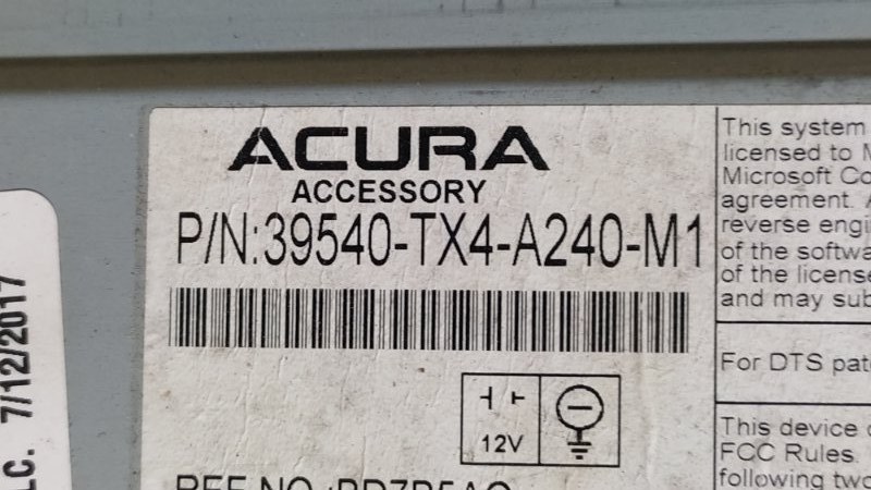 Магнитола RDX 12-19 2017 TB4 3.5 J35Z2