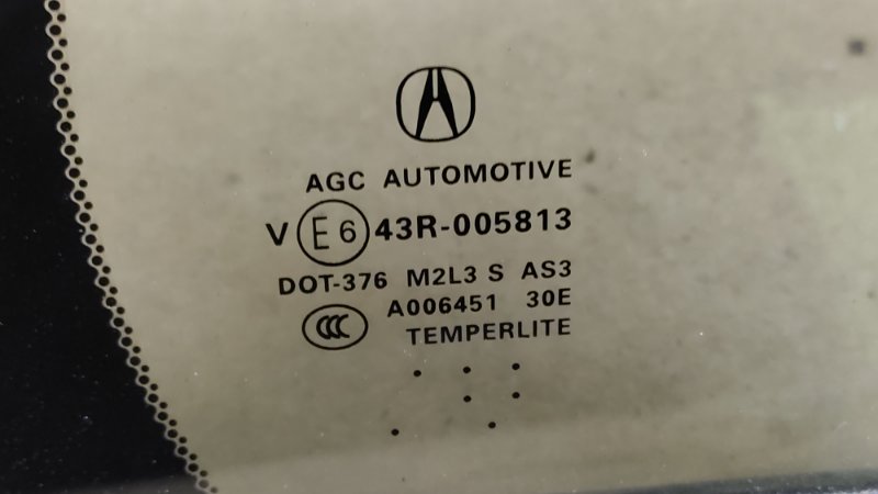 Стекло двери глухое заднее правое RDX 12-19 2017 TB4 3.5 J35Z2