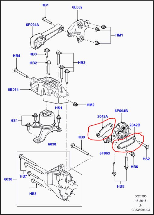 Кронштейн двигателя левый EVOQUE 2012-2018