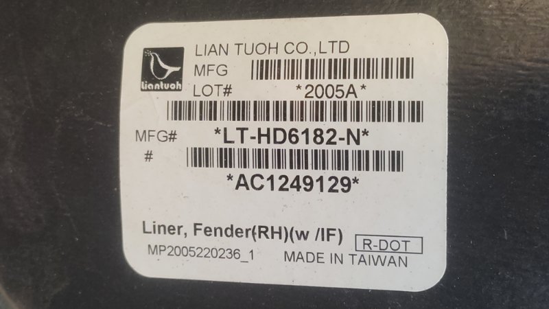 Подкрылок передний правый RDX 12-19