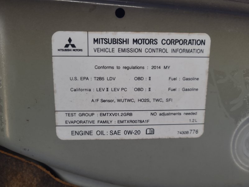 Капот MIRAGE 13- 2013 1.2 3A92