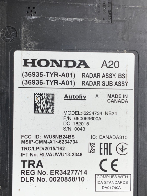 Датчик слепых зон левый ACURA MDX (YD3) 13-21 3.5 J35Y5