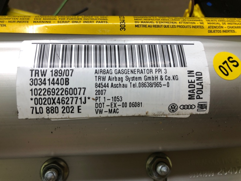 Подушка безопасности пассажира TOUAREG 02-10 2007 BHK 3.6