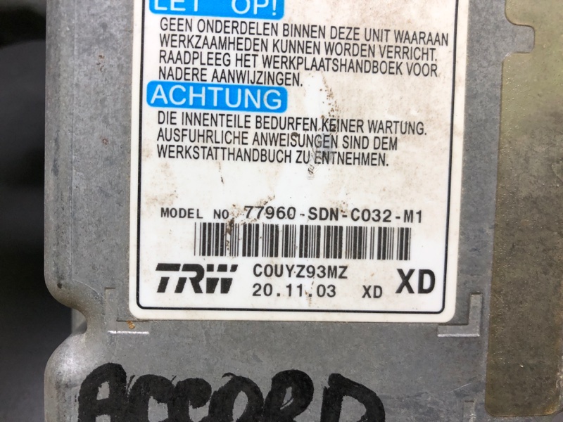 Блок управления AIRBAG ACCORD COUPE 03-07 2003 J30A4