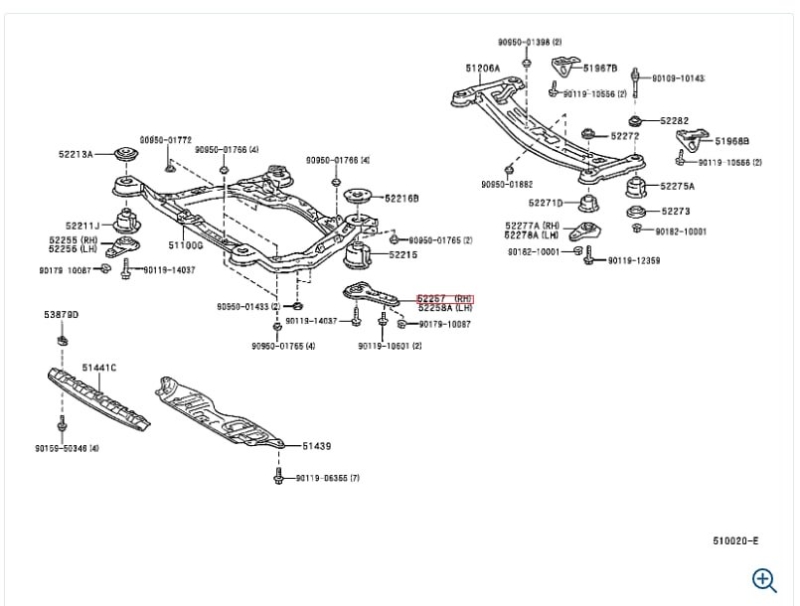 Крепление балки подвески правое CAMRY 20 96-02