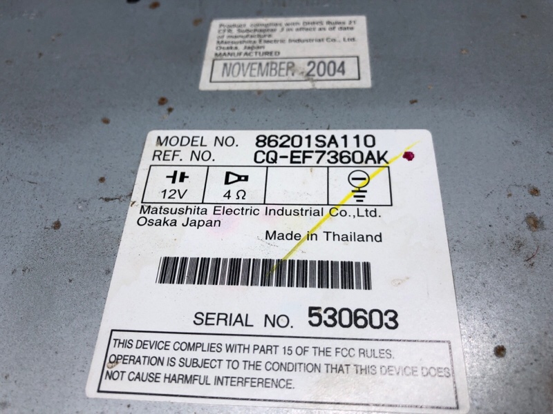 Магнитола FORESTER SG 02-07 2005 2.5 EJ253 Магнитола FORESTER SG 02-07 2005 2.5 EJ253