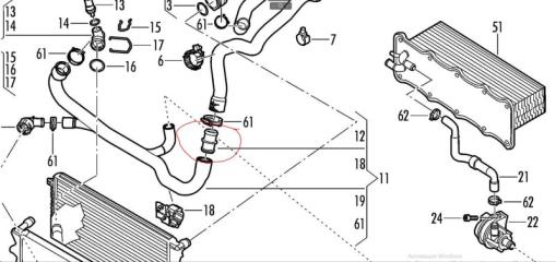 Фланец системы охлаждения JETTA USA 10-17 2017 Седан 1.4L TSI I-4 Turbocharged