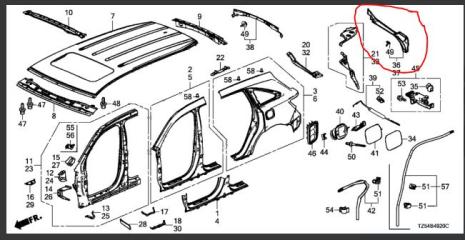 Накладка проема багажника задняя левая MDX (YD3) 13-21 2014 Внедорожник 3.5 J35Y5