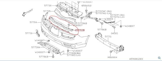 Кронштейн переднего бампера SUBARU TRIBECA B10 07-13