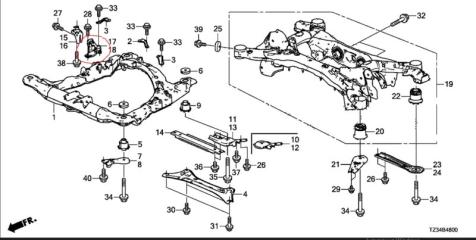 Крепление балки подвески переднее правое TLX 17-20 2018 Седан 2.4