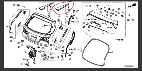 Молдинг крыши задний правый MDX (YD3) 13-21