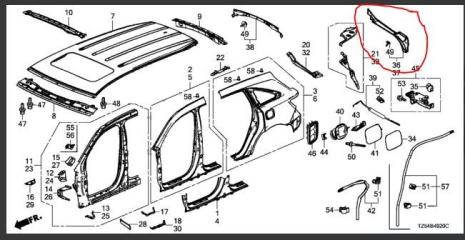 Накладка проема багажника правая MDX (YD3) 13-21 2018 3.5 J35Y5